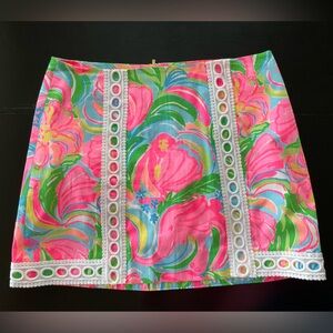 Lilly Pulitzer Pink Green Blue Floral Eyelet Skort